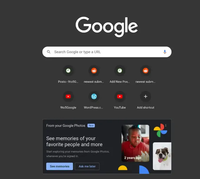 谷歌 Chrome 浏览器将在新标签页展示用户照片