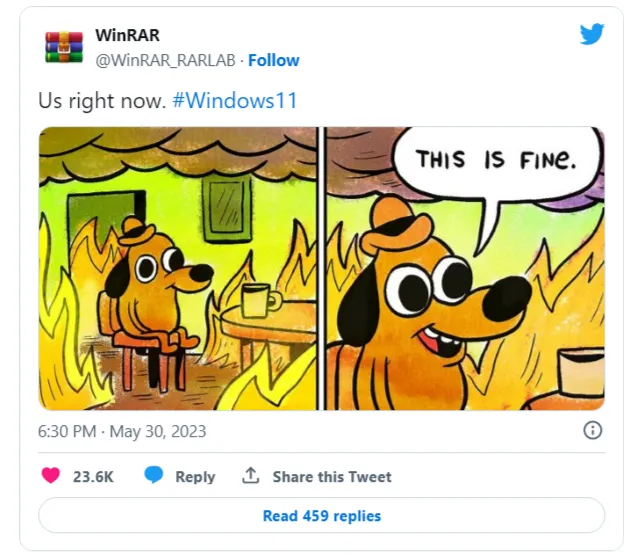 微软宣布Win11原生支持rar后，WinRAR发图自嘲