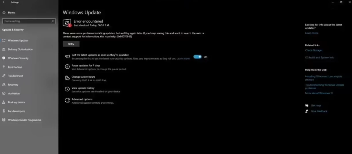 Win10 WinRE 更新再现 0x80070643 错误，微软称用户无需理会
