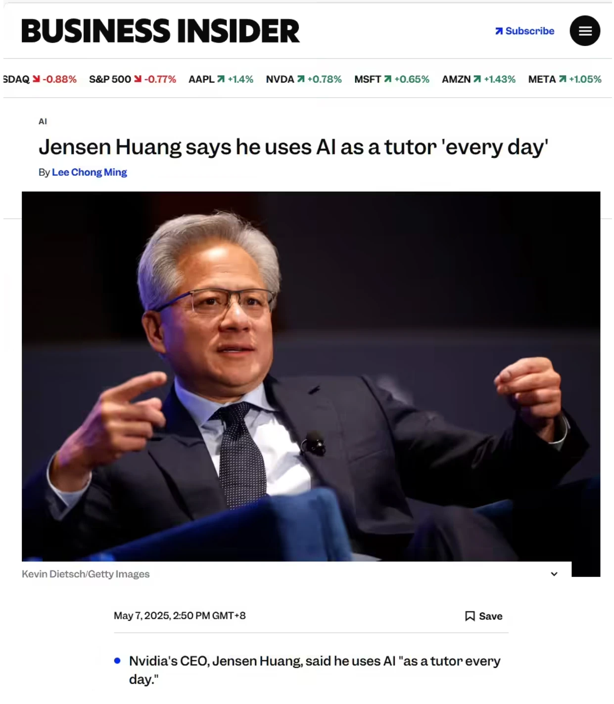 黄仁勋揭秘自己如何用 AI 学习：先让“老师”把自己当成 12 岁小孩