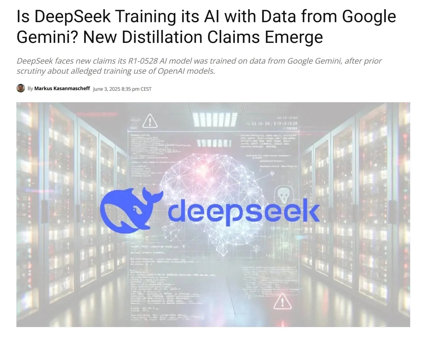 DeepSeek可能使用了Google Gemini数据训练新 AI 模型