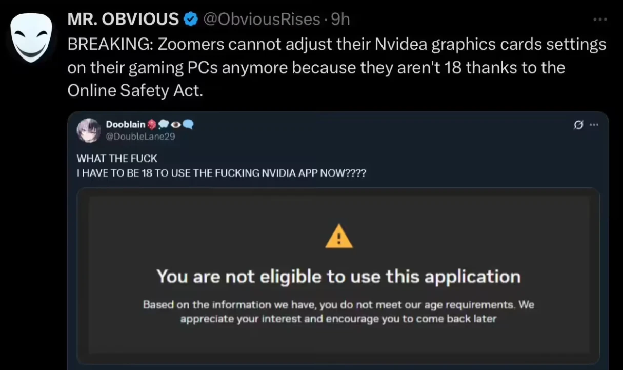 英伟达新规引争议：禁止未成年人使用 NVIDIA 应用调整显卡设置