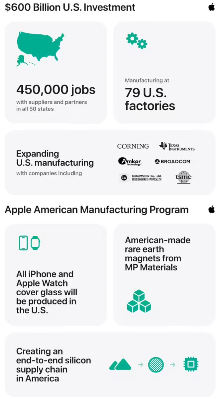 苹果创造历史，正成为首家在美国建立完整端到端半导体芯片供应链的企业