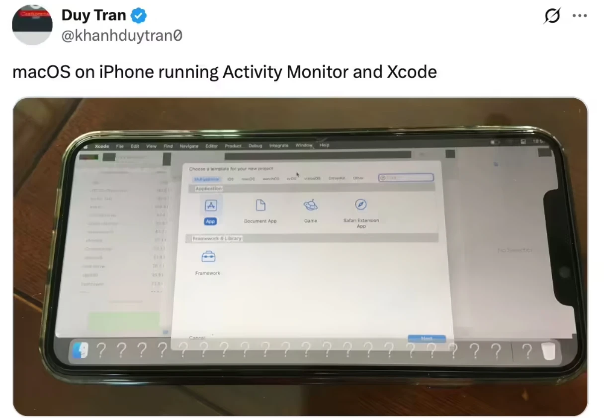 跨系统“融合”：开发者成功在越狱 iPhone 上基于 iOS 内核运行 macOS 图形界面