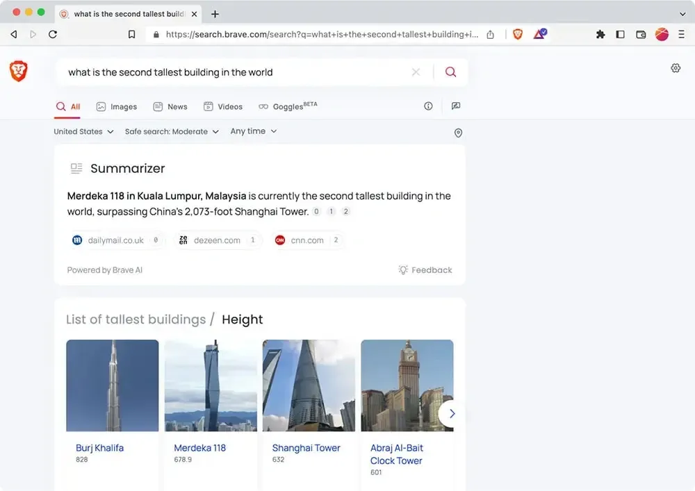 Brave 搜索引擎推出“Summarizer”选项